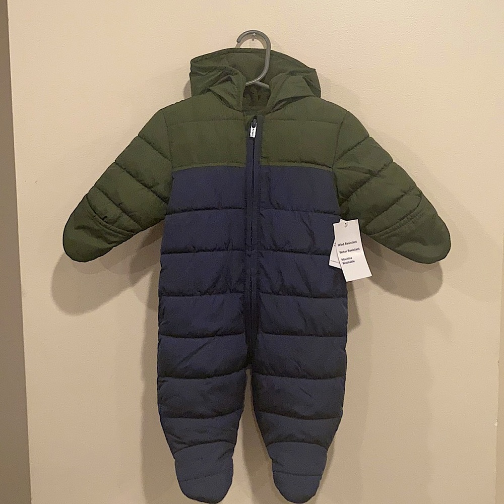 Infants size 3-6 month water-resistant snowsuit.
